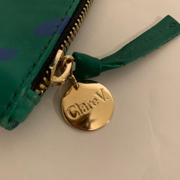 Clare V Green and Blue Clutch Elegant Minimalist Design - Picture 8 of 11